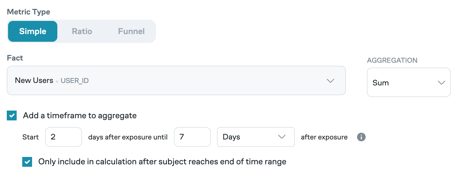 Adding a time frame to a metric