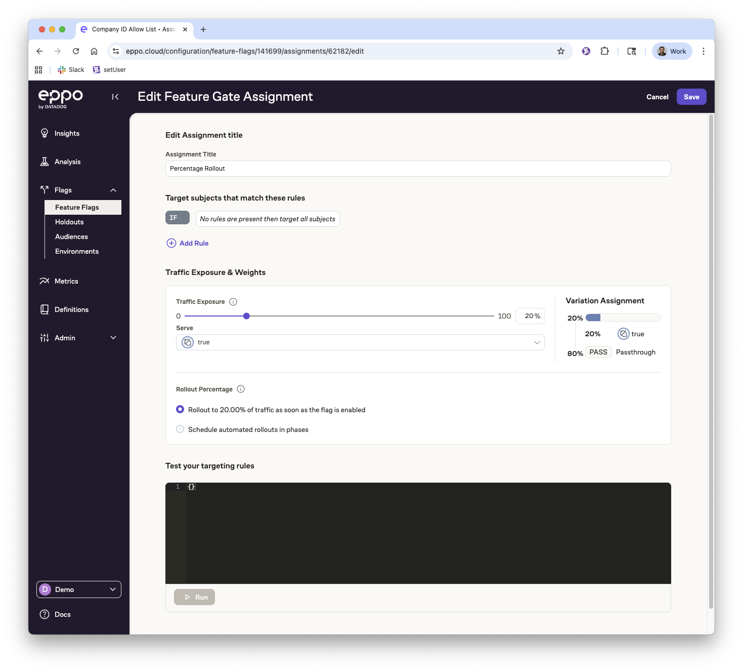 Percentage rollout 1