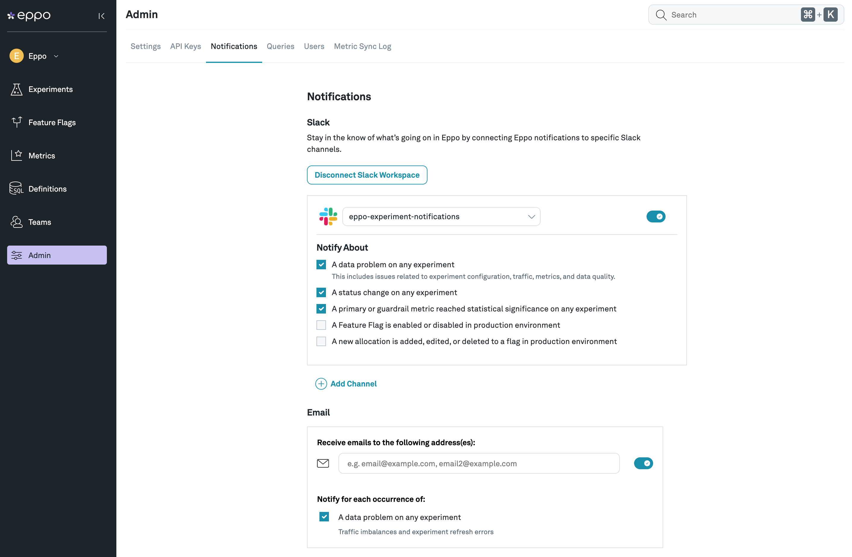 Enable system wide email notifications